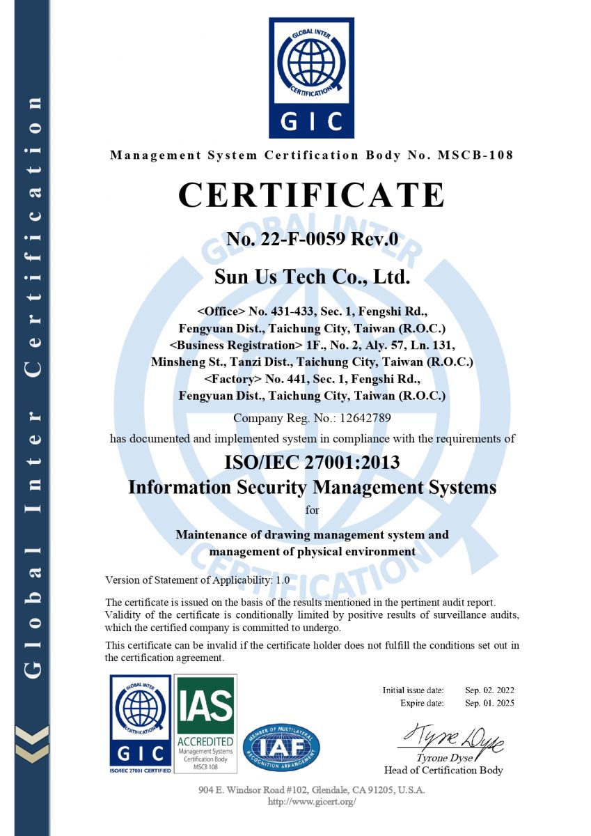 ISO 27001 certificate